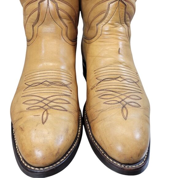 Hondo Men's Yellow Cowboy Boots‎ Size 9.5D Westen Resoled With Rubber Soles - Picture 7 of 16